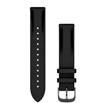 Garmin Quick Release Bands (18 mm) Zwart Leer, Brushed Slate Hardware