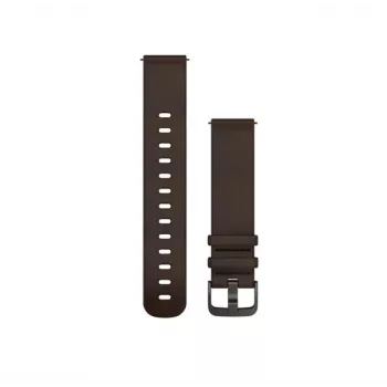 Garmin Quick Release Bands (20 mm) donkerbruin leer, zilveren hardware