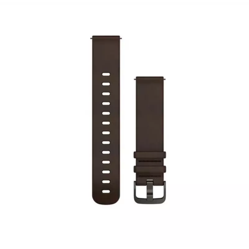 Garmin Quick Release Bands (20 mm) donkerbruin leer, zilveren hardware