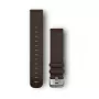 Garmin Quick Release Bands (20 mm) donkerbruin leer, zilveren hardware