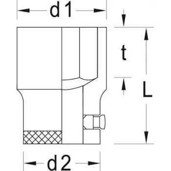 GEDORE 6271190 3/4 inch aandrijving zeskant dopsleutel 41 mm, DIN 3124, chroom-vanadium, mat verchroomd