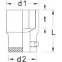 GEDORE 6271190 3/4 inch aandrijving zeskant dopsleutel 41 mm, DIN 3124, chroom-vanadium, mat verchroomd