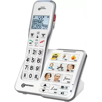 Geemarc AmpliDECT 595 Photo draadloze seniorentelefoon met antwoordapparaat, fototoetsen, verlicht display, wit