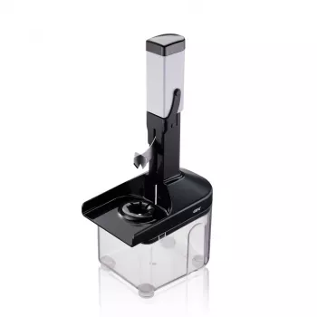 GEFU CORER ontpitter voor pruimen met roestvrijstalen staaf, handmatige fruitontpitter voor pruimen, mirabellen en kroosjespruimen, ergonomische greep, vaatwasmachinebestendig, wit/grijs
