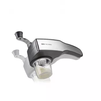 GEFU PECORINO handrasp en spiralizer, 3 rasptrommels, 2 spiraliseerinzetstukken, zwart/zilver, zuignap