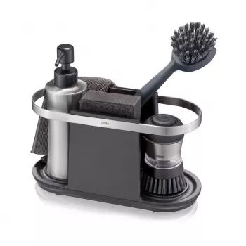 GEFU SMARTLINE spoelbak-organizer antraciet 3 vakken met afdruipbak