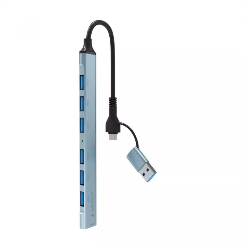 Gembird 7-poorts USB 3.2 Gen 2 hub - 6x USB-A 2.0 + 1x USB-A 3.2, zilver