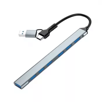 Gembird 7-poorts USB 3.2 Gen 2 hub - 6x USB-A 2.0 + 1x USB-A 3.2, zilver