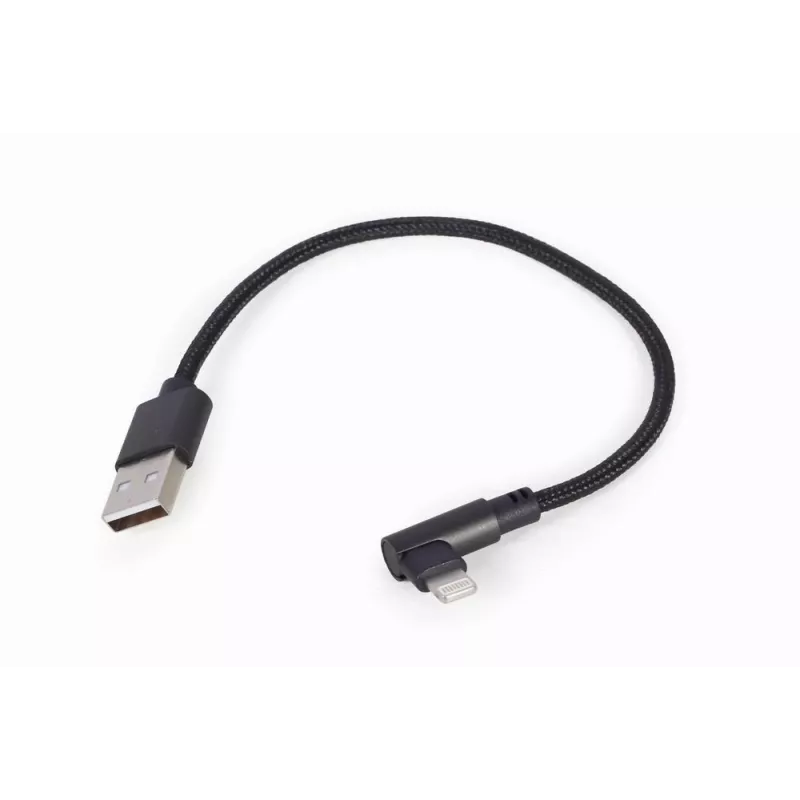 GEMBIRD Haakse stekker gevlochten USB-A naar 8-pin Lightning-kabel 0,2 m Zwart