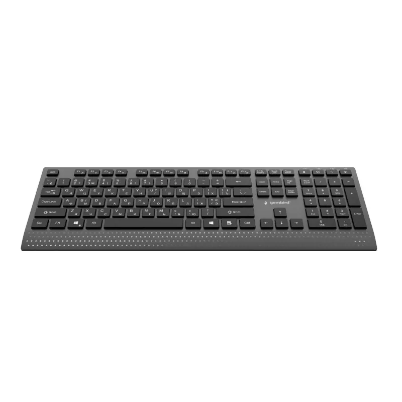 Gembird KB-MCH-06-CYRL slank bedraad multimedia-toetsenbord met Type-C-adapter, cyrillische layout, zwart