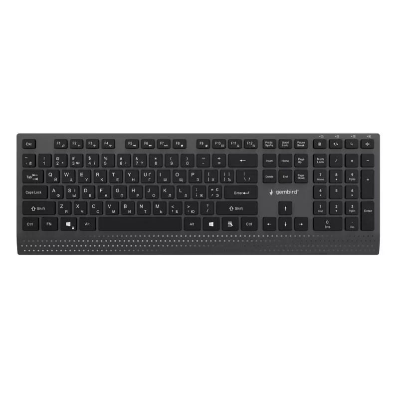 Gembird KB-MCH-06-CYRL slank bedraad multimedia-toetsenbord met Type-C-adapter, cyrillische layout, zwart