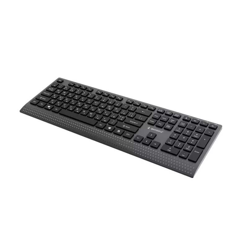 Gembird KB-MCH-06-CYRL slank bedraad multimedia-toetsenbord met Type-C-adapter, cyrillische layout, zwart