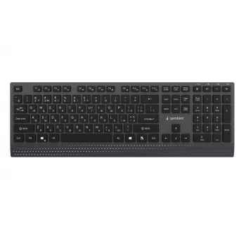 Gembird KB-MCH-06-CYRL slank bedraad multimedia-toetsenbord met Type-C-adapter, cyrillische layout, zwart