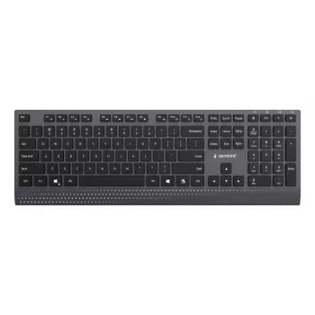 Gembird KB-MCH-06 Slim Bekabeld Multimedia-toetsenbord met Type-C-adapter, US-layout, Zwart