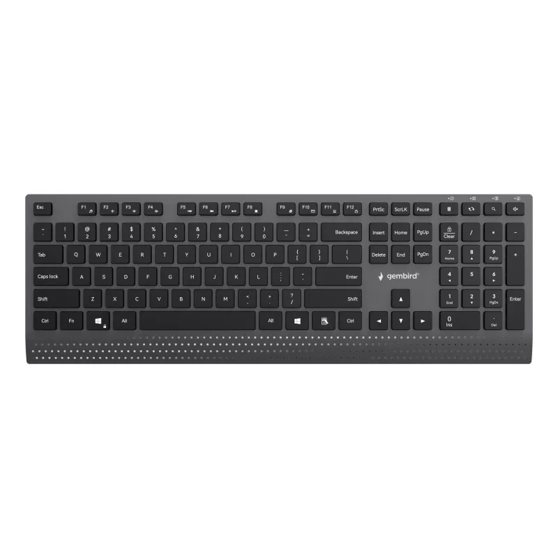 Gembird KB-MCH-06 Slim Bekabeld Multimedia-toetsenbord met Type-C-adapter, US-layout, Zwart