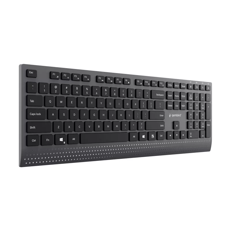 Gembird KB-MCH-06 Slim Bekabeld Multimedia-toetsenbord met Type-C-adapter, US-layout, Zwart