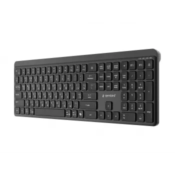Gembird KB-WPS-03-CYRL dual-mode slim draadloos toetsenbord (2.4G + BT), Russische/Kyrillische layout, zwart