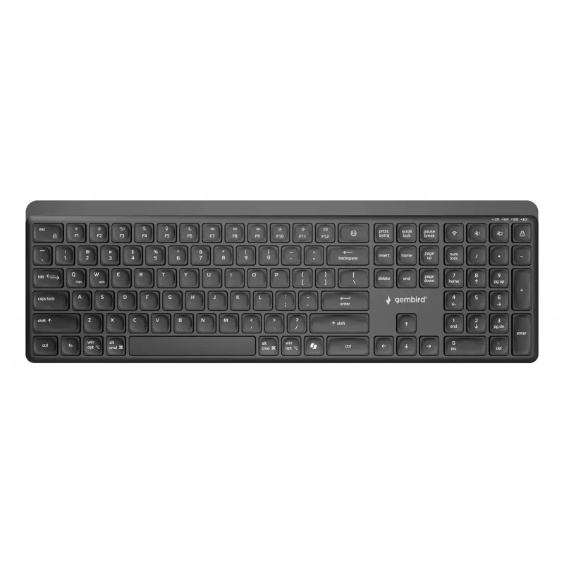 Gembird KB-WPS-03 Dual-Mode Pro-Business Slim draadloos toetsenbord, 2.4G + Bluetooth, US layout, zwart