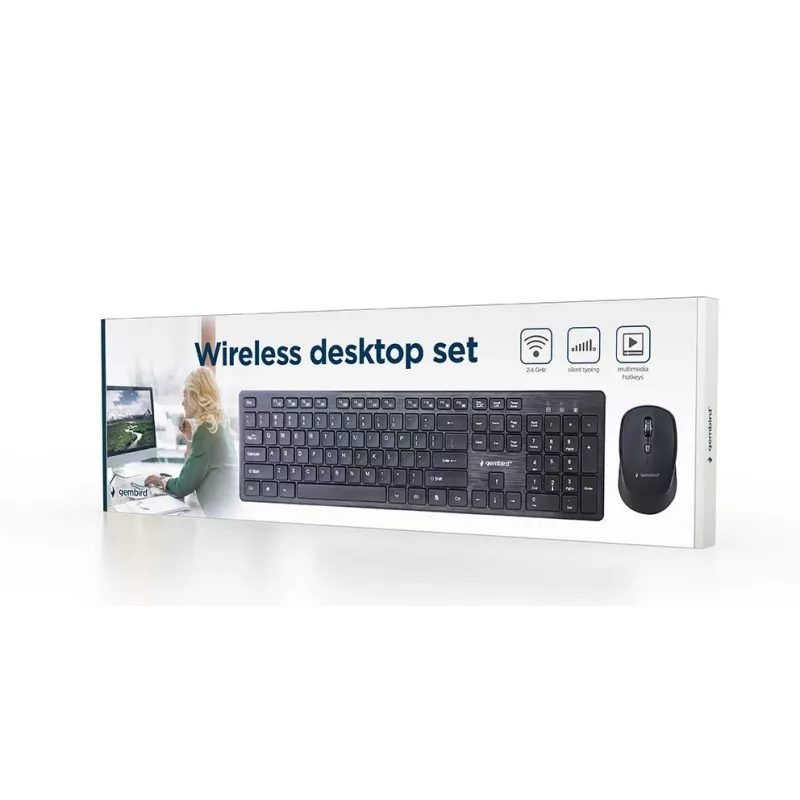 GEMBIRD KBS-WCH-04-RU draadloze toetsenbord- en muisset, Russische indeling, zwart