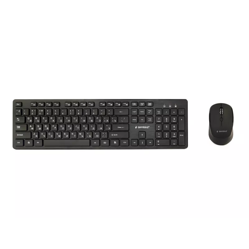 GEMBIRD KBS-WCH-04-RU draadloze toetsenbord- en muisset, Russische indeling, zwart