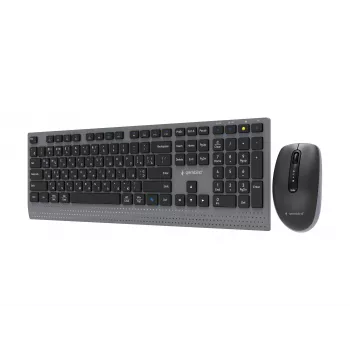 Gembird KBS-WPS-02-CYRL Dual-Mode Draadloze toetsenbord- en muisset, 2.4G + Bluetooth, Russische Cyrillische layout, Zwart