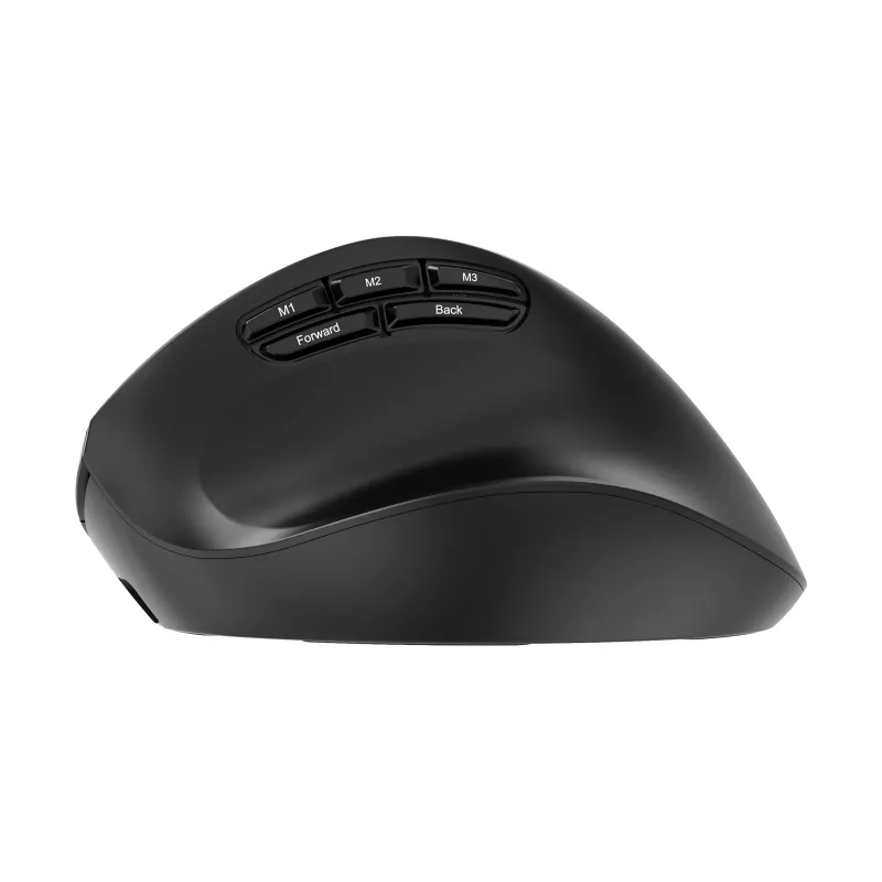 Gembird MUSW3-9B-01 triple-mode draadloze ergonomische muis (2,4 GHz + Bluetooth + USB-C), 2400 DPI, 9 knoppen, zwart