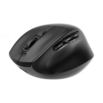 Gembird MUSW3-9B-01 triple-mode draadloze ergonomische muis (2,4 GHz + Bluetooth + USB-C), 2400 DPI, 9 knoppen, zwart