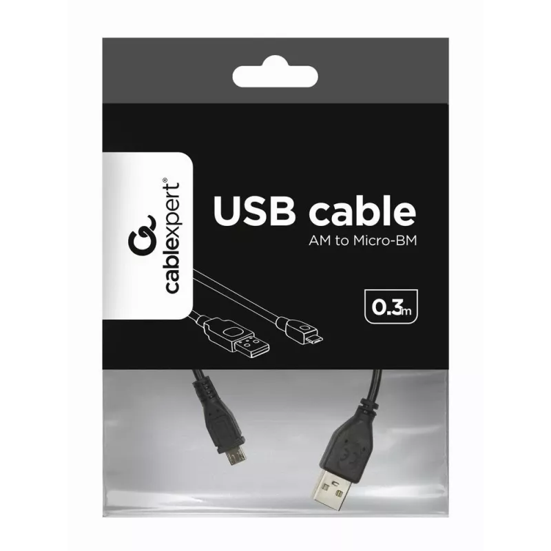 Gembird USB 2.0-kabel Micro-USB AM-MBM5P 0,3m zwart