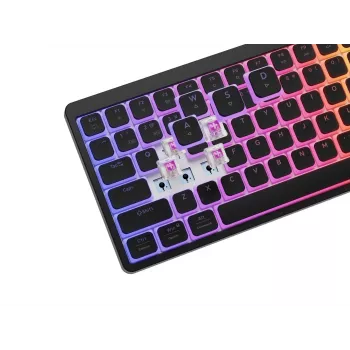 GENESIS Thor 430 TKL draadloos mechanisch gaming-toetsenbord, Outemu Red switches, RGB-verlichting, triple-modus (USB-C/2.4GHz/Bluetooth), US-Engels QWERTY, zwart