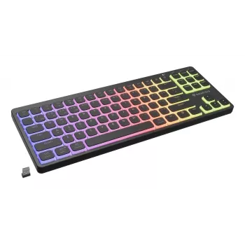 GENESIS Thor 430 TKL draadloos mechanisch gaming-toetsenbord, Outemu Red switches, RGB-verlichting, triple-modus (USB-C/2.4GHz/Bluetooth), US-Engels QWERTY, zwart