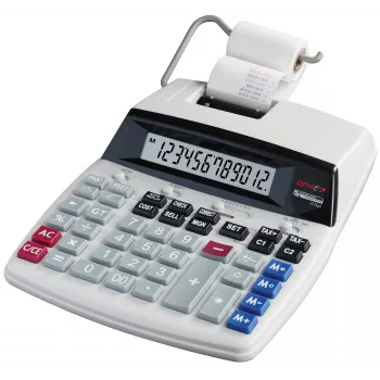 GENIE D69 PLUS desktop rekenmachine met lint, 12-cijferig LCD, 2-kleurenprint, AC/batterij