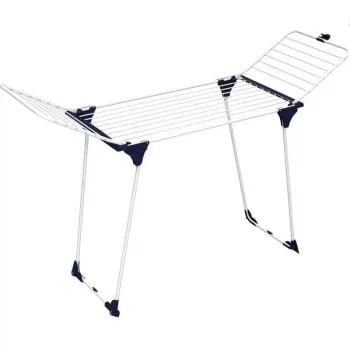 Genio 157185 27m 3-laags opvouwbaar wasrek met wielen, wit/blauw