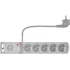 GETFORT 5-voudige overspanningsbeveiliging stekkerdoos met 2 USB-oplaadaansluitingen, 5m kabel, grijs