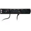 GETFORT 5P-3M-B-USB overspanningsbeveiliging stekkerdoos, 5 AC-stopcontacten, 2 USB-A-aansluitingen, 3m kabel, zwart