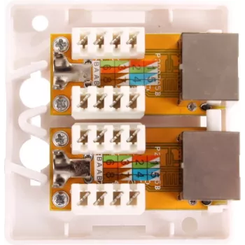 GETFORT GF-2G5EFTP afgeschermde opbouw-RJ45-doos, 2-poorts, Cat.5e, wit