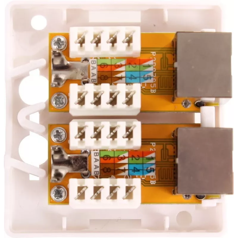 GETFORT GF-2G5EFTP afgeschermde opbouw-RJ45-doos, 2-poorts, Cat.5e, wit