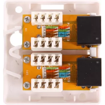 GETFORT GF-2G5EUTP opbouw dubbele RJ45 Cat.5e UTP netwerkdoos, wit