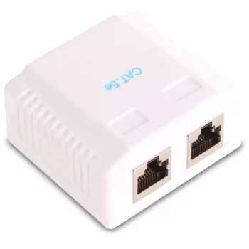 GETFORT GF-2G5EUTP opbouw dubbele RJ45 Cat.5e UTP netwerkdoos, wit
