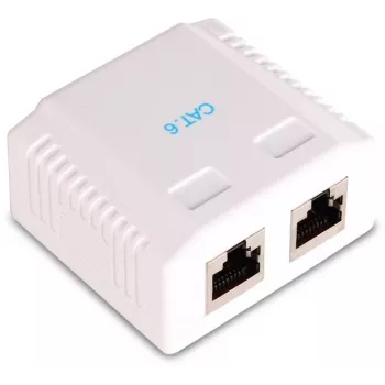 GETFORT GF-2G6FTP afgeschermde opbouw netwerkdoos, 2x RJ45, Cat6 FTP, wit