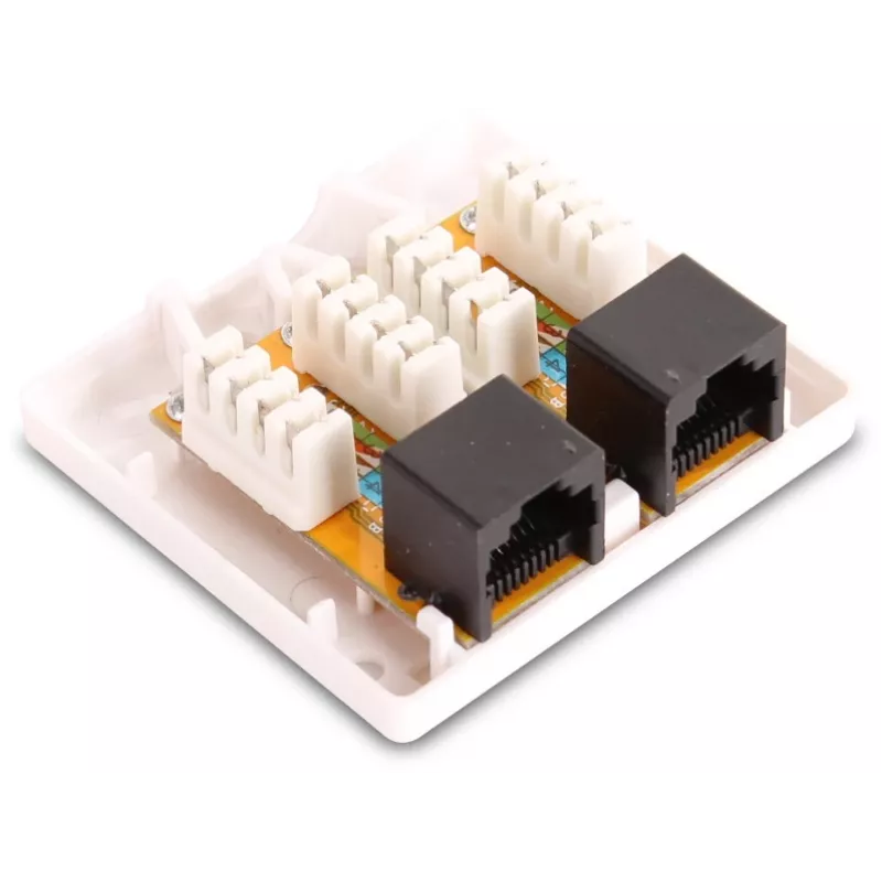 GETFORT GF-2G6UTP Opbouw RJ45 Cat.6 UTP-netwerkaansluiting met 2 poorten, wit