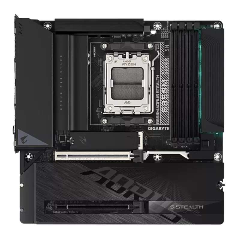 GIGABYTE B850M AORUS STEALTH AM5 Micro-ATX-moederbord, DDR5, 2.5GbE, Wi-Fi 6E, 3x M.2