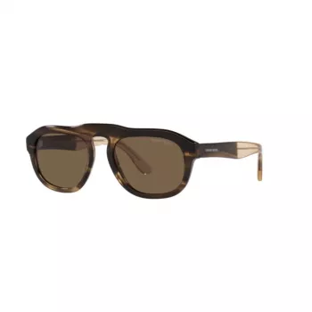 GIORGIO ARMANI AR8173-595873 zonnebril voor heren, Havana acetaat montuur, grijze polycarbonaatglazen, 52 mm
