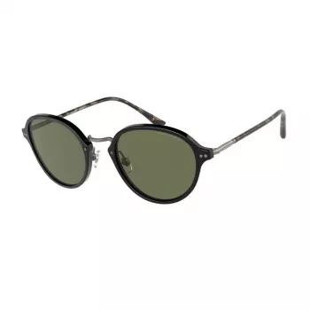GIORGIO ARMANI dames zonnebril AR8139-500131 zwart acetaat montuur, vierkante vorm, grijze glazen, 51 mm