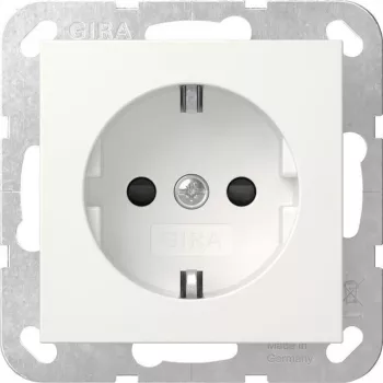 GIRA 418303 SCHUKO stopcontact met verhoogde aanraakbeveiliging, System 55, zuiverwit glanzend