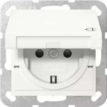 Gira 441427 SCHUKO-stopcontact met klepdeksel, System 55, zuiverwit
