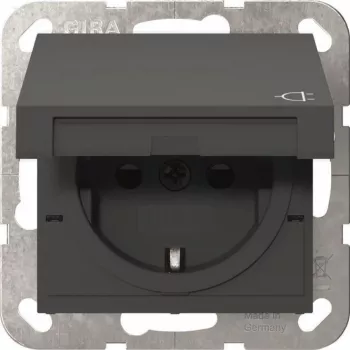Gira 441428 SCHUKO stopcontact met klepdeksel en Safety Plus, System 55, antraciet