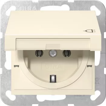 Gira 445401 SCHUKO stopcontact met klepdeksel, System 55, cremewit glanzend