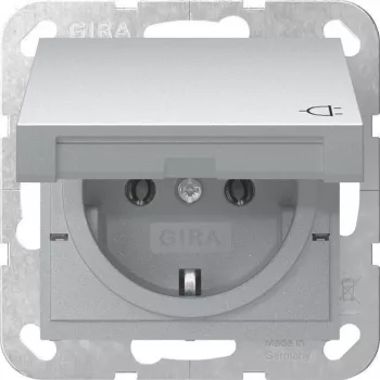 GIRA 445426 SCHUKO-stopcontact System 55 inbouw aluminium met klepdeksel, 16 A, 250 V, IP44