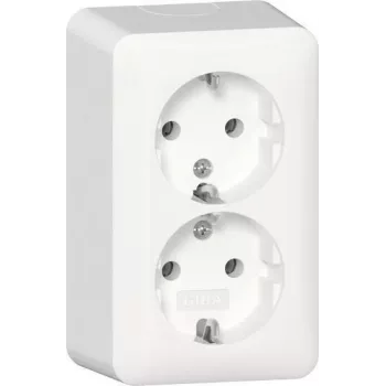 GIRA 478013 2-voudige SCHUKO-stopcontact met montageplaat, opbouw, zuiverwit