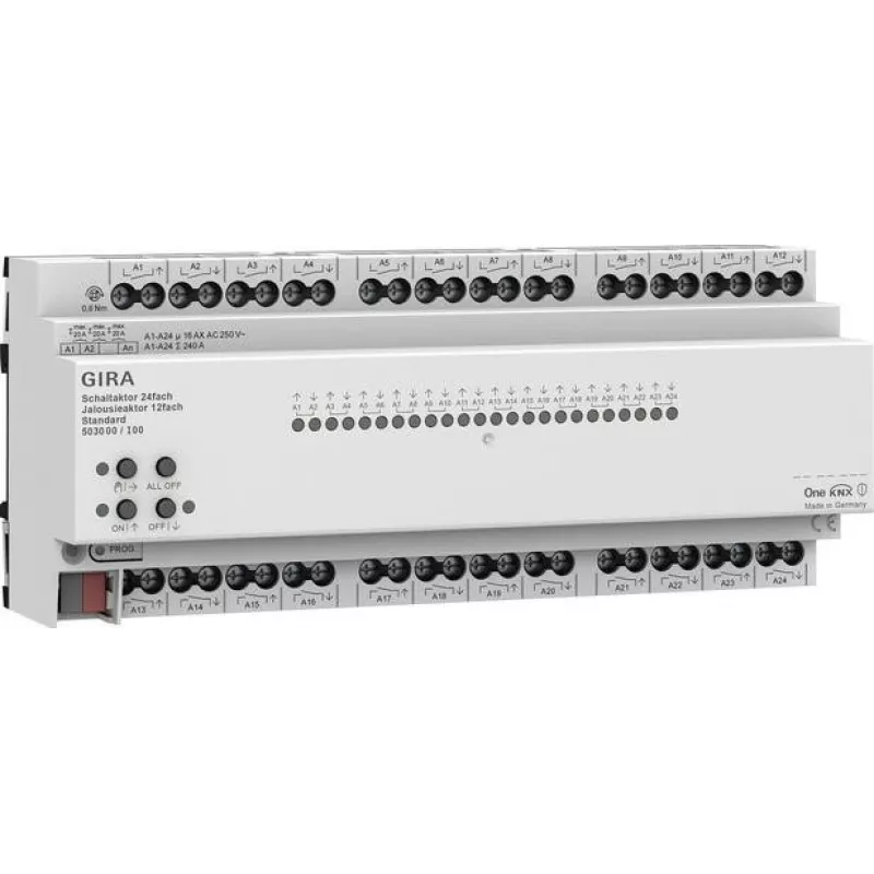 Gira KNX ONE 503000 schakel- en jaloezieactor 24x/12x 16 A standaard